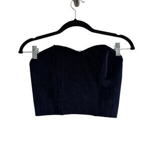 Aubade Navy Blue Velour Velvet Strapless Bustier